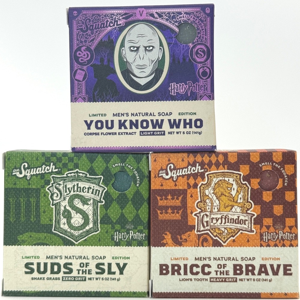 Dr.‎ Squatch Harry Potter Soap Bundle 3pk Voldemort Slytherin Gryffindor 5oz NEW